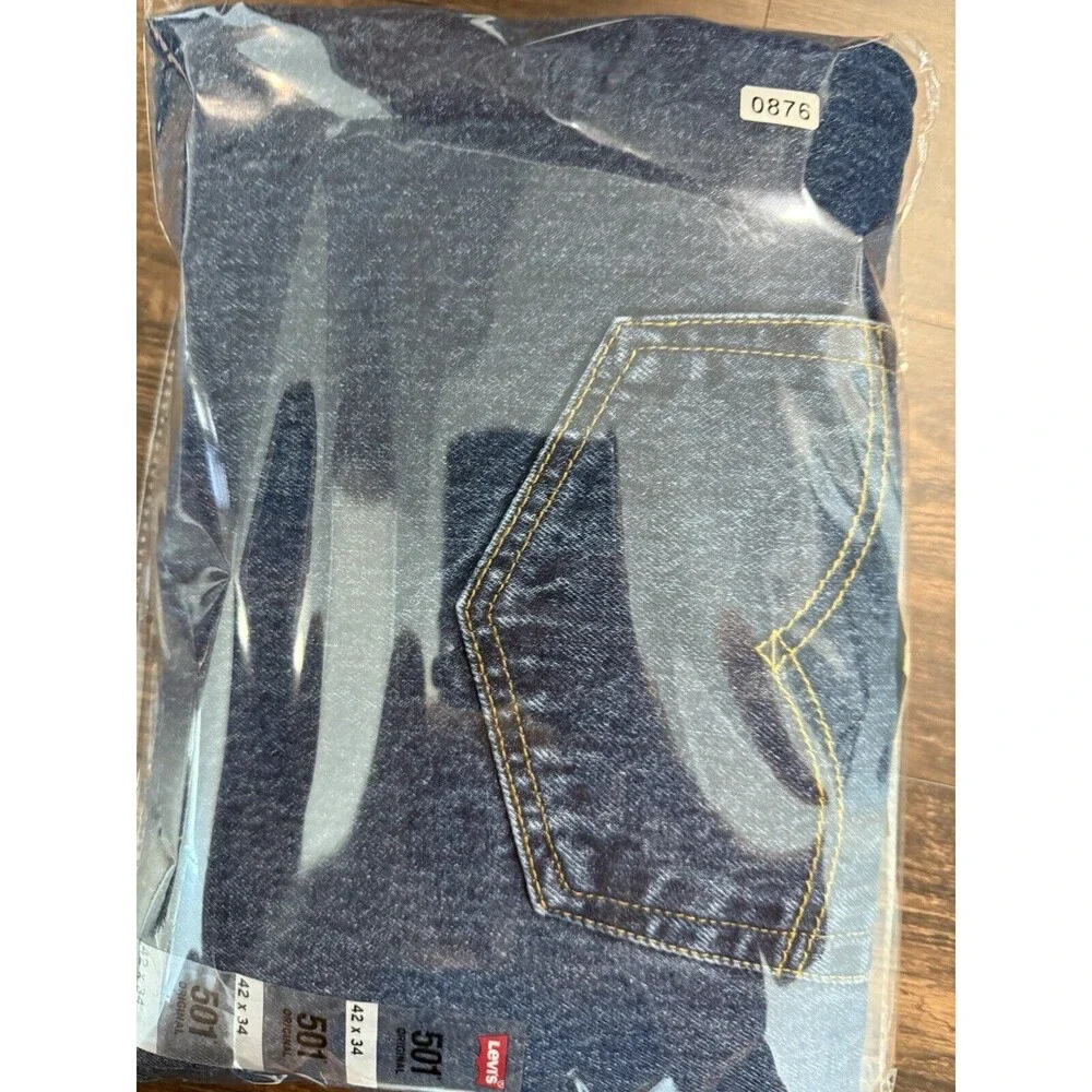 Levis 501 Jeans Size 42x33 Blue Straight Leg Medium Wash Button Fly Mexico